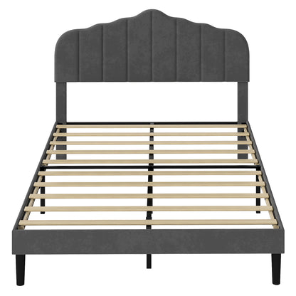 Grey Upholstered Queen Bed Frame 203.5x155x103cm