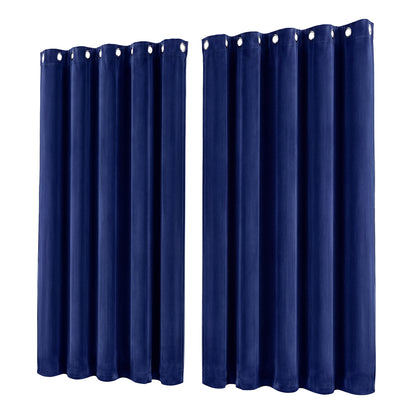 Marlow Blackout Curtains 2X Velvet Room Darkening Eyelet Curtains Decor Blue