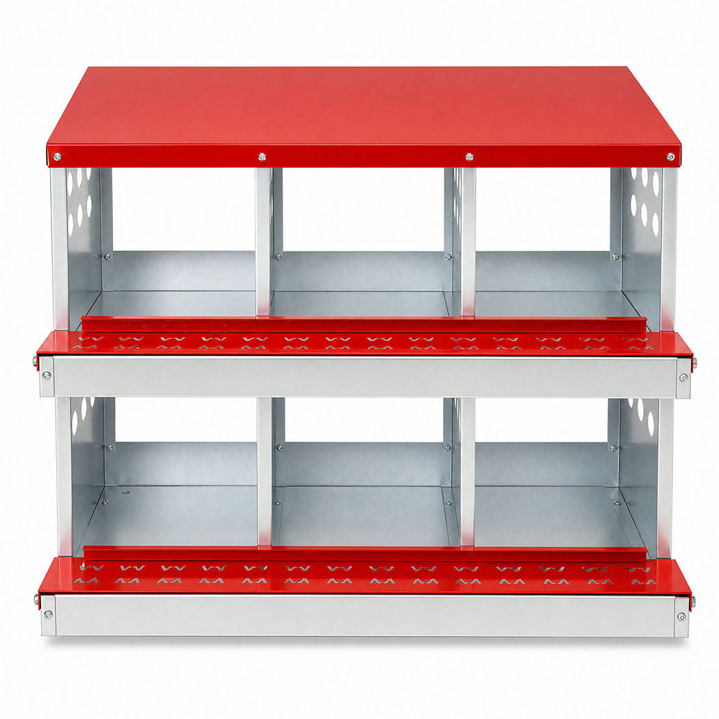 Pawz Chicken Nesting Box 6 Hole 2-Tier Roll Away Egg Collection Galvanized Coop