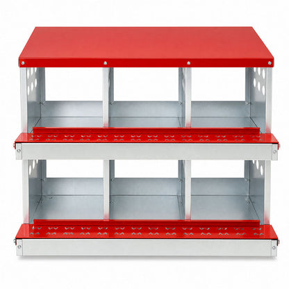 Pawz Chicken Nesting Box 6 Hole 2-Tier Roll Away Egg Collection Galvanized Coop
