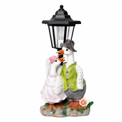Duck Statue Solar Light White 15.5x12.5x34.5cm