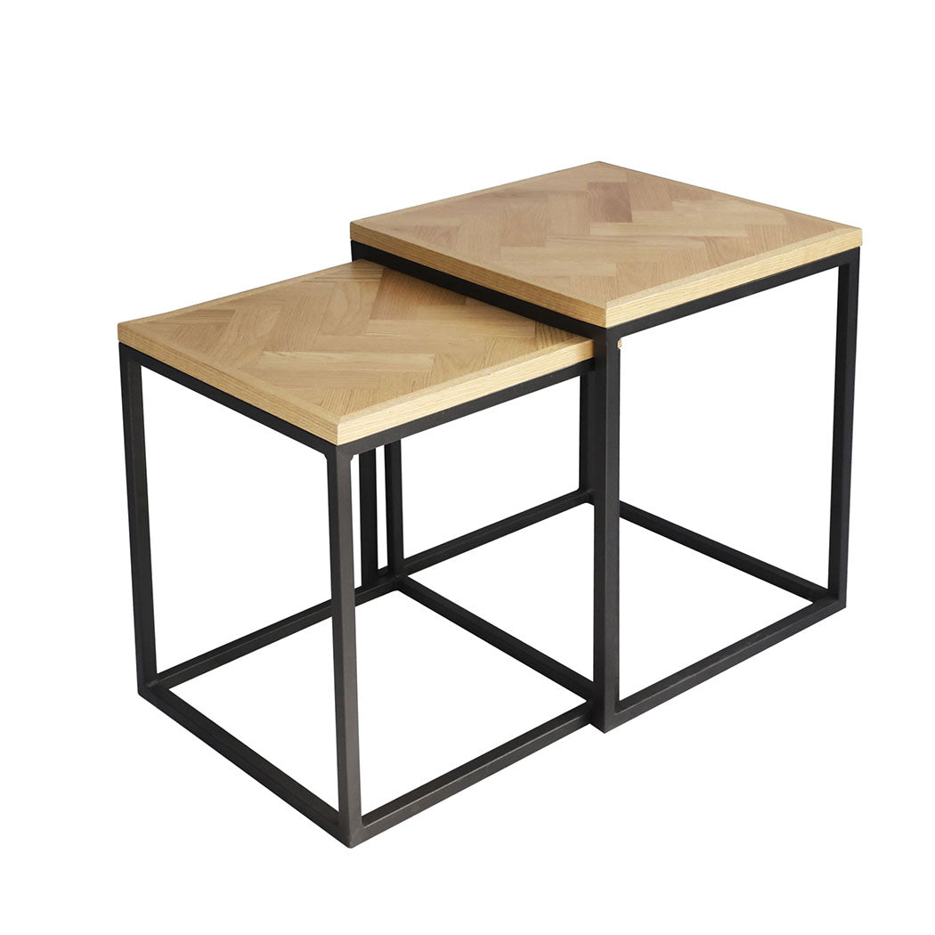 Premium 2PCS Nesting Coffee Tables  Wood Finish Classic Durable