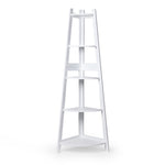 5 Tier Corner Shelf Wooden Storage White
