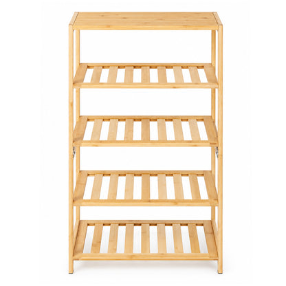 Bamboo Shoe Rack 5 Tier Storage 45x28x80cm