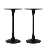 Contemporary 2x Round Bar Table Pub Tables Black  Easy Assembly