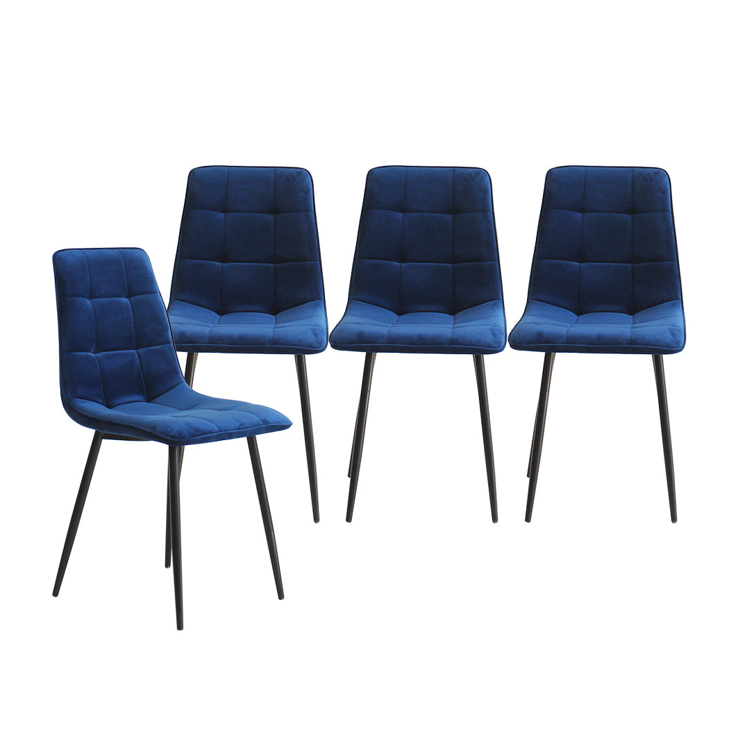 Cozy 4x Dining Chairs Kitchen Velvet Blue  Foldable Function