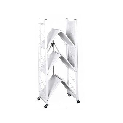 Foldable Storage Shelf Display White 4 Tiers