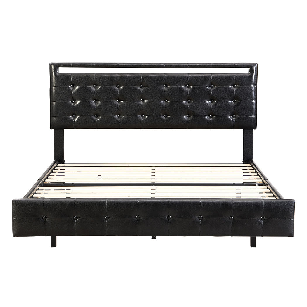 Ergonomic Floating Bed Frame Double with Headboard LED Lights