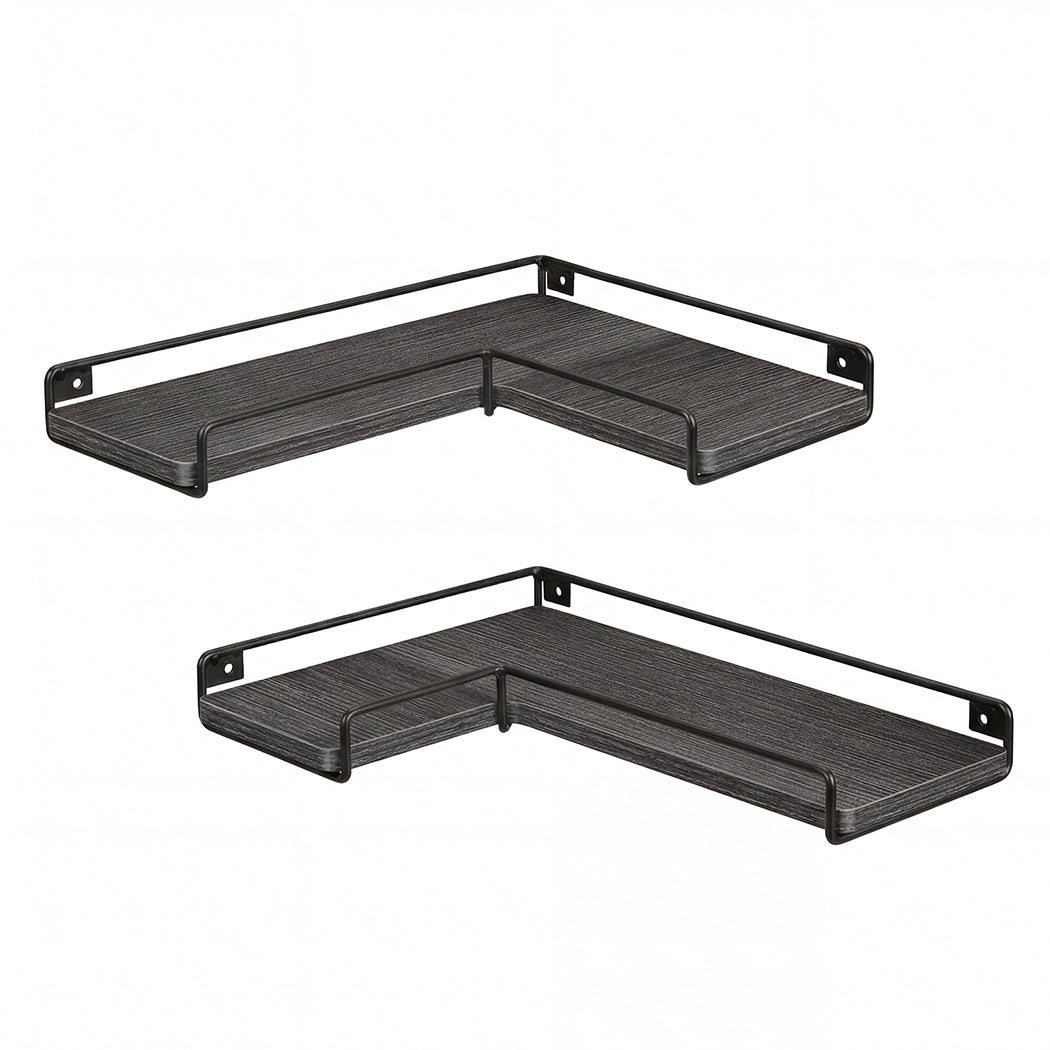 Floating Corner Wall Shelves 2 Pack Black | HomeAndLiving