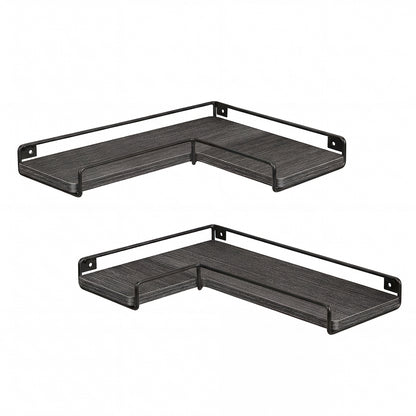 Floating Corner Wall Shelves 2 Pack Black | HomeAndLiving