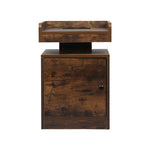 Minimalist Bedside Table USB Charger Outlet RGB Oak  Wood Finish