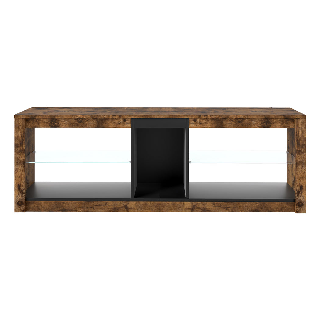Tv Stand Glass Cabinet Oak 140x35x47cm