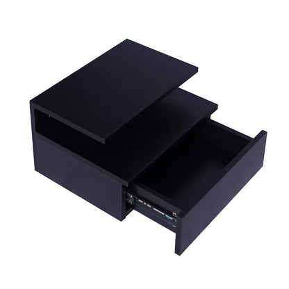 Functional 2x Bedside Tables Side Table Black  Wood Finish Classic