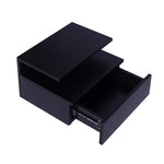 Functional 2x Bedside Tables Side Table Black  Wood Finish Classic
