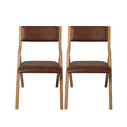Stylish 4x Dining Chairs Foldable PU Tan  Adjustable Height