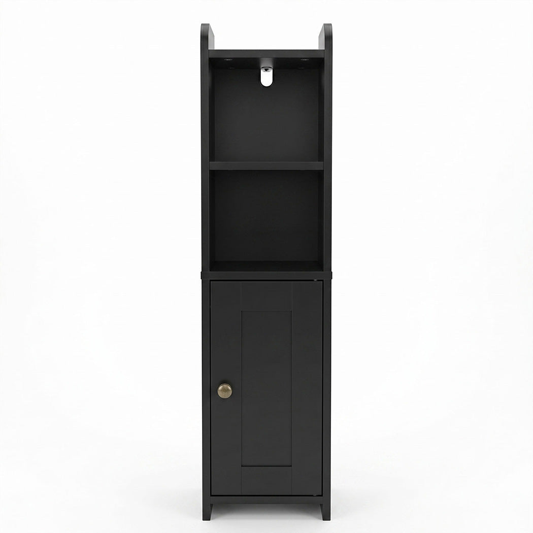 Levede Bathroom Cabinet Storage Slim Organiser Paper Holder Corner 78.5cm Black