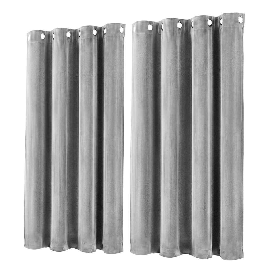 Marlow Velvet Blackout Curtains 2-Panel Room Darkening Eyelet Curtains Grey
