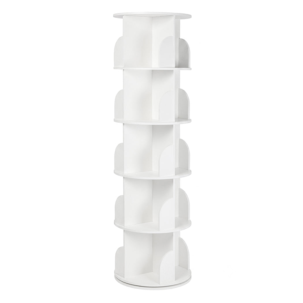 Rotating Bookshelf 5 Tier Storage 46x46x158cm