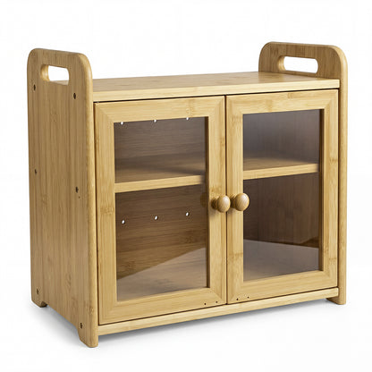 Toque Bread Bin 2 Tier Bamboo Bread Box Kitchen Counter Storage Container 20L