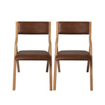 Elegant 6x Dining Chairs Foldable PU Tan  Wood Finish Classic