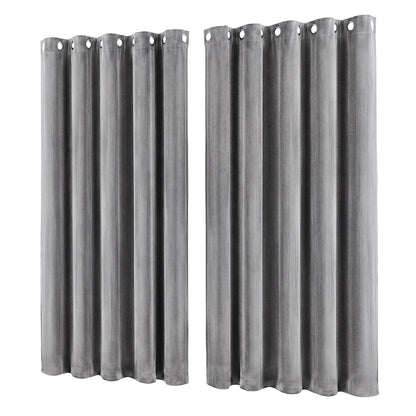 Marlow Blackout Curtains 2 Panels Velvet Room Darkening Eyelet Curtains Grey