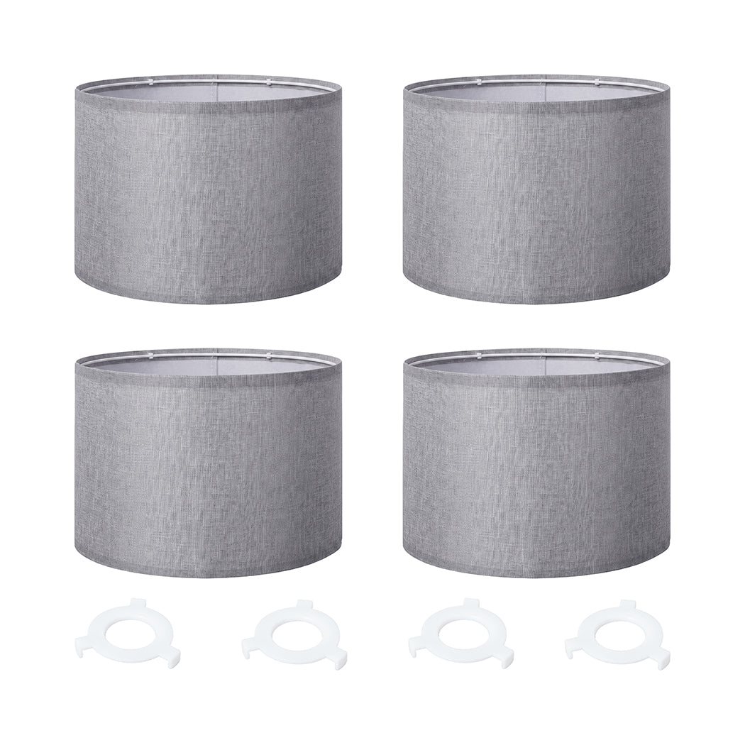 Lamp Shade Grey Linen Drum Set 26x26x18cm
