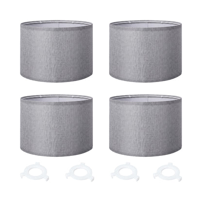 Lamp Shade Grey Linen Drum Set 26x26x18cm