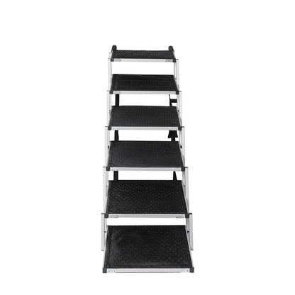 6 Steps Dog Ramp Adjustable Height Black