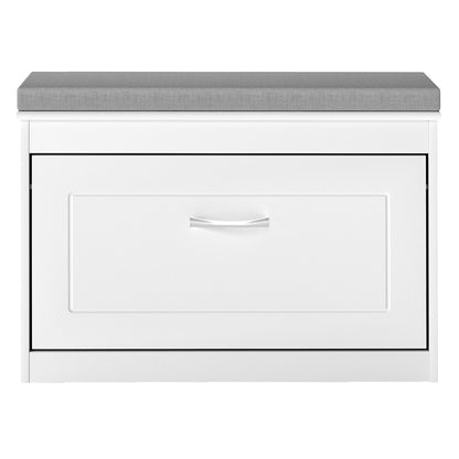 Shoe Rack Storage Bench White 75x24x51cm