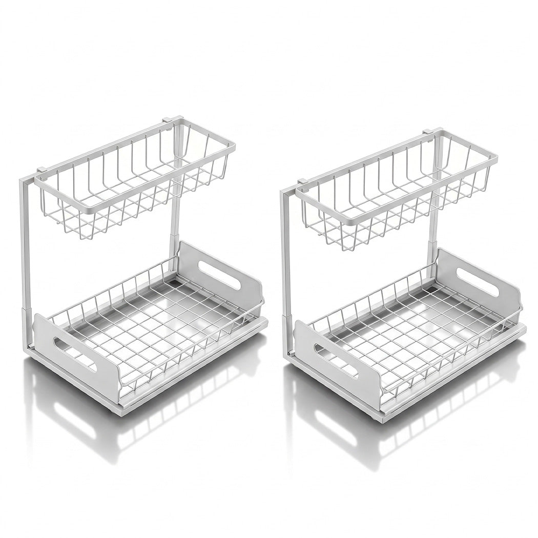 Under Sink Storage Rack 2-Tier Cabinet Organiser | HomeAndLi - 3