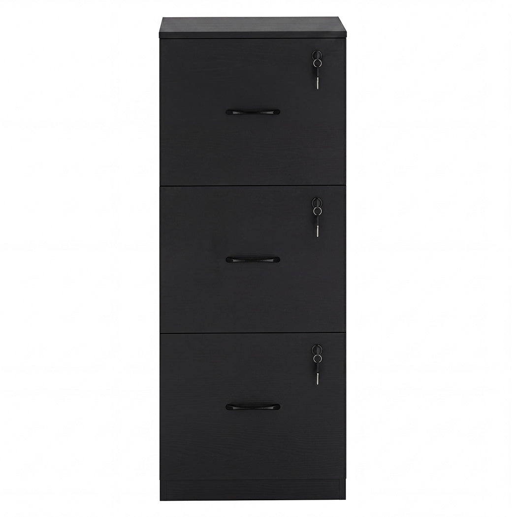 Levede File Cabinet 3 Lockable Drawers Modern Document Organiser Home Office