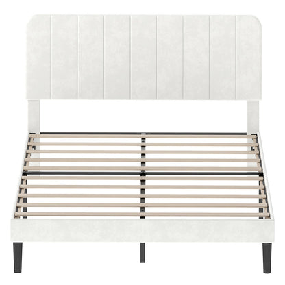 Double Bed Frame Upholstered White 190x139.5x113cm