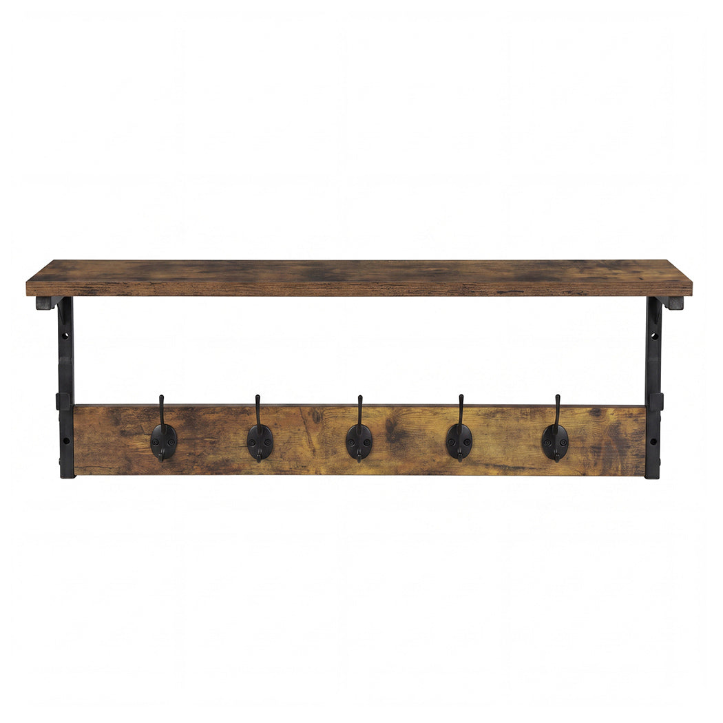Wall Mounted Coat Rack Shelf 7 Hooks | HomeAndLiving - 3