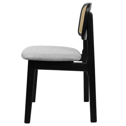 Contemporary Dining Chair Wood Rattan Armless Black x8  Space-Saving