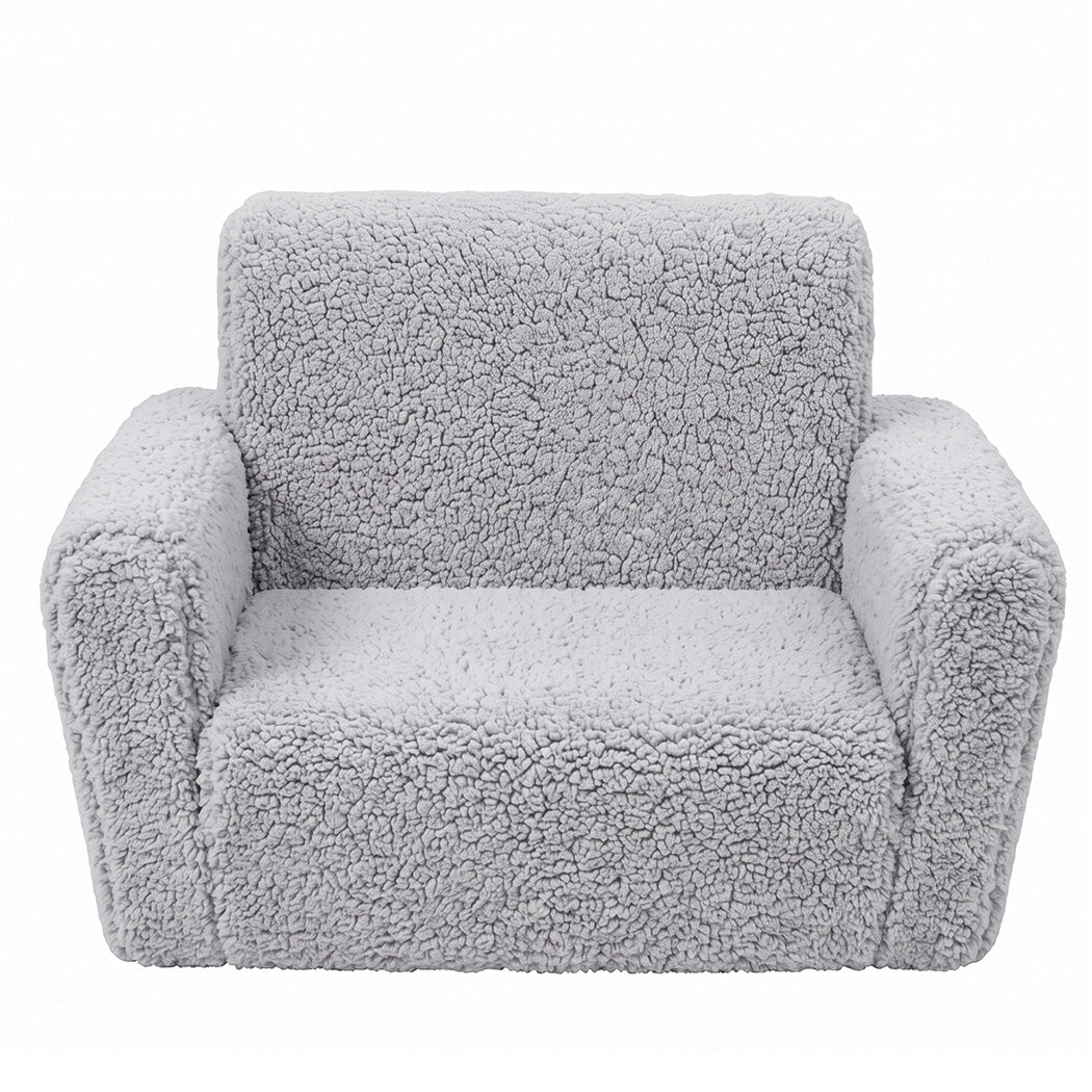 Kids Sofa Fold Out Couch Grey 59.5x43.2x43.2cm