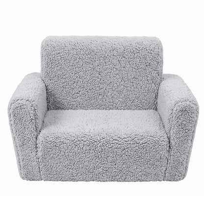 Kids Sofa Fold Out Couch Grey 59.5x43.2x43.2cm