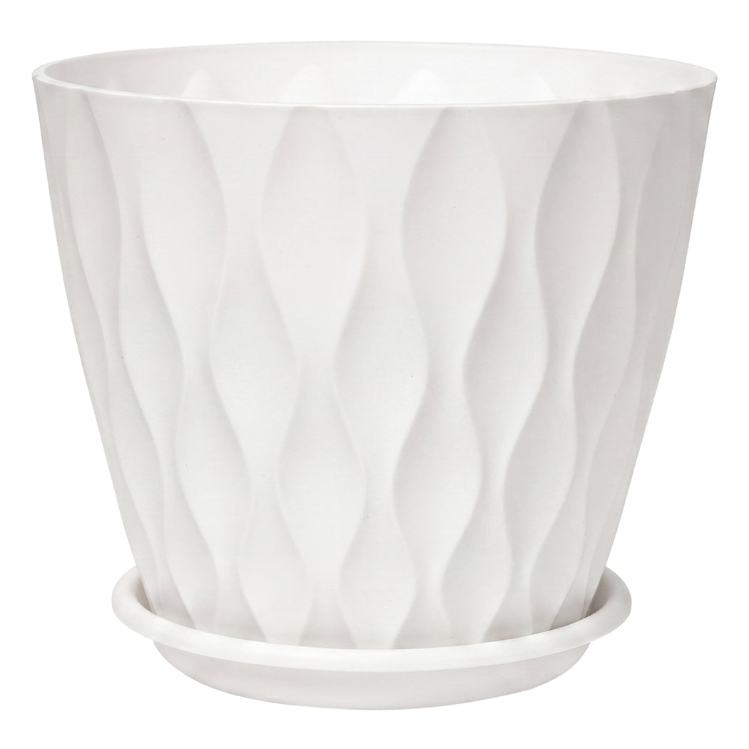 Toque Plant Pots 5 Pcs 8 Inchs Plastic Planter Pots with Drainage Saucers White