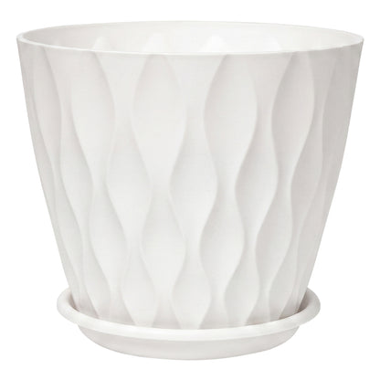 Toque Plant Pots 5 Pcs 8 Inchs Plastic Planter Pots with Drainage Saucers White