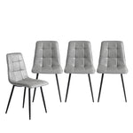 Ergonomic 4x Dining Chairs Kitchen Chair Grey Faux Leather  Easy