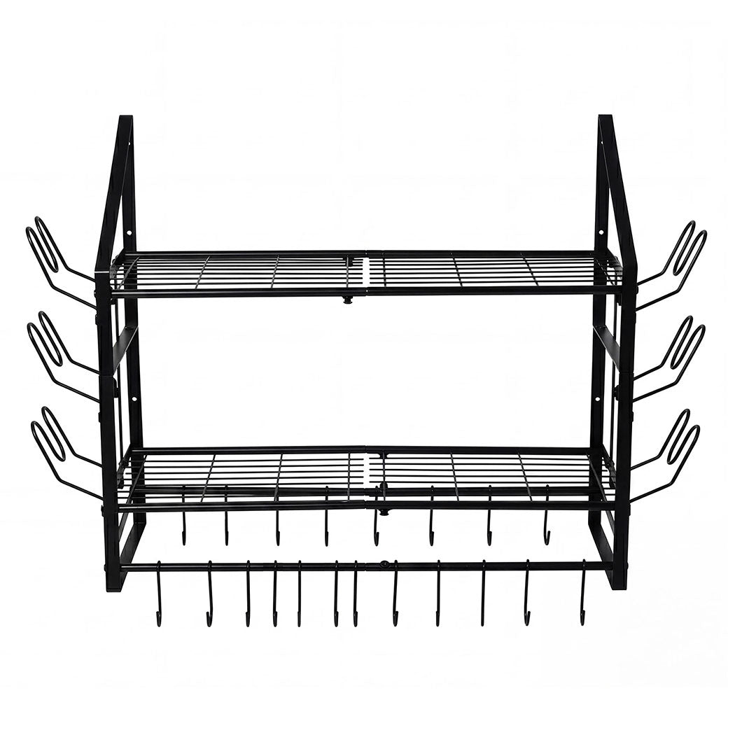 Toque Pot Rack Wall Mounted 2 Tier Hanging Cookware Organizer 20 Hooks Pan Rack