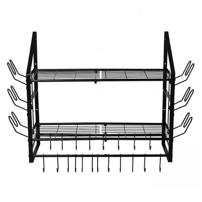 Toque Pot Rack Wall Mounted 2 Tier Hanging Cookware Organizer 20 Hooks Pan Rack