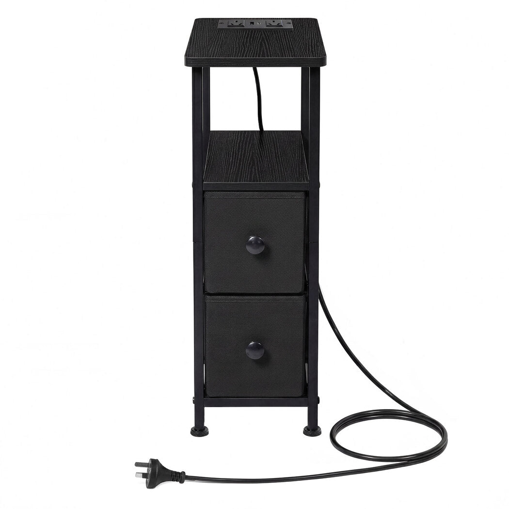 Narrow Bedside Table With Led Charging 20x40x59cm