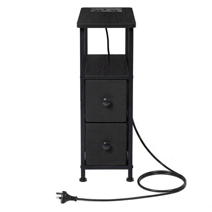 Narrow Bedside Table With Led Charging 20x40x59cm