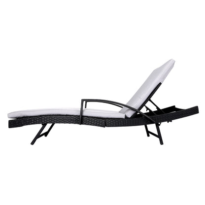 Sun Lounger Wicker Lounge Outdoor Grey