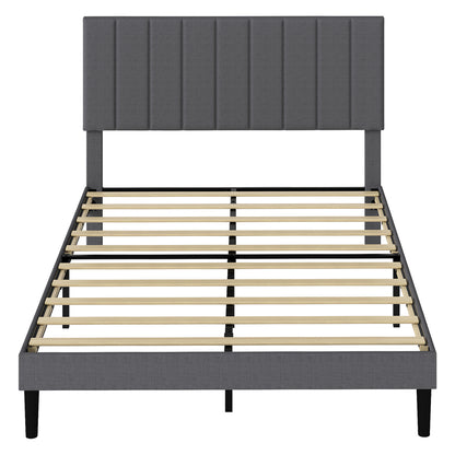 Queen Bed Frame Upholstered Grey 203.5x155x103cm