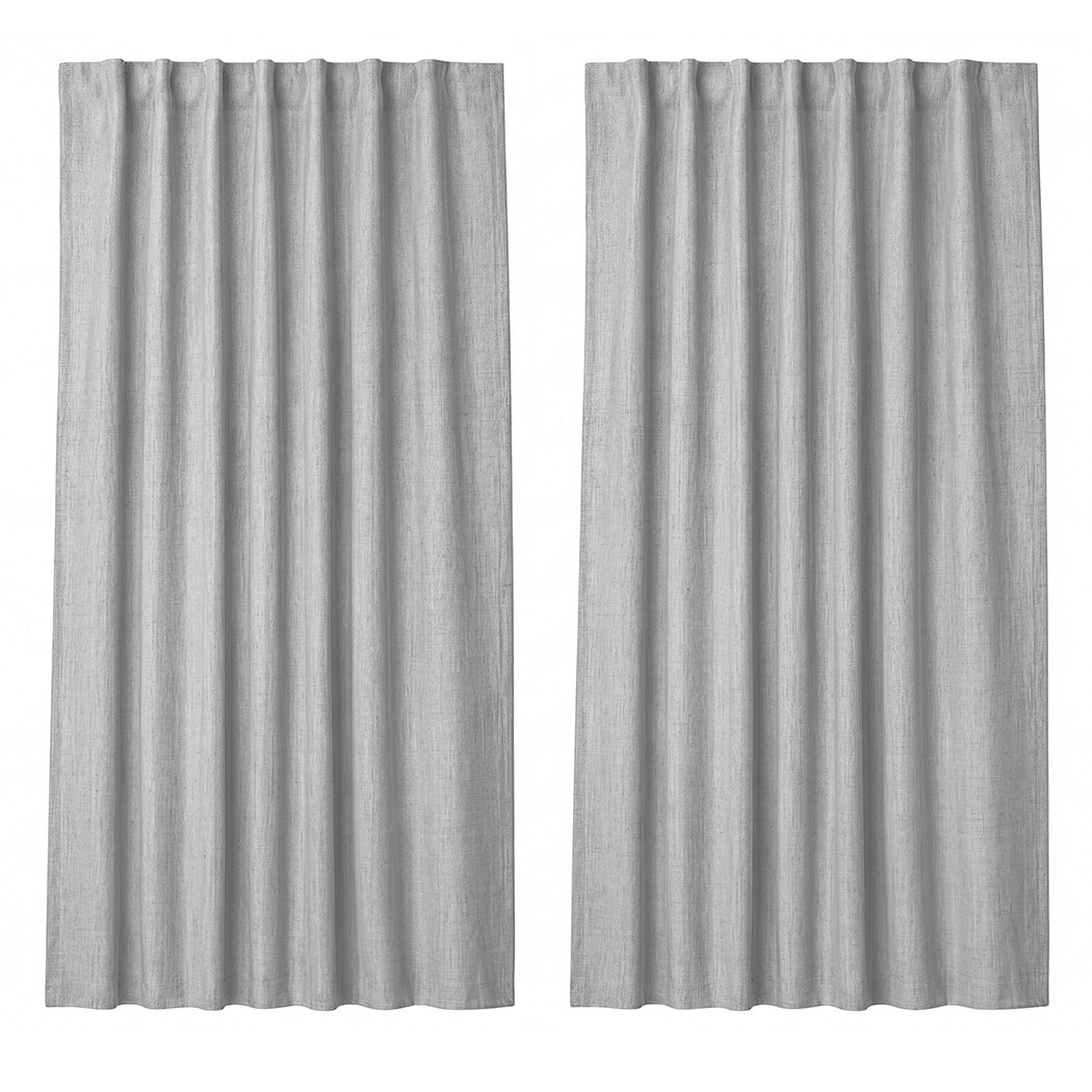 Marlow 2 Panels Blackout Curtains Thermal Linen Look Blockout Drapes Grey