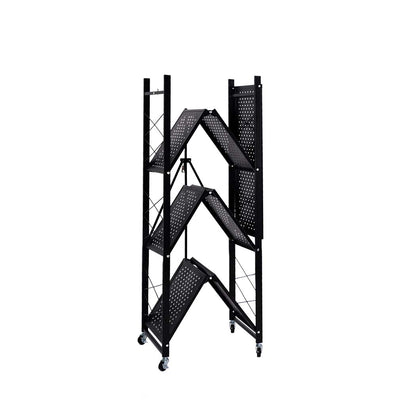 Foldable Storage Shelf Display Black 4 Tiers