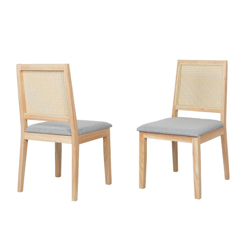 Premium 2x Rattan Dining Chair Solid Wood Lounge  Scandi Inspired