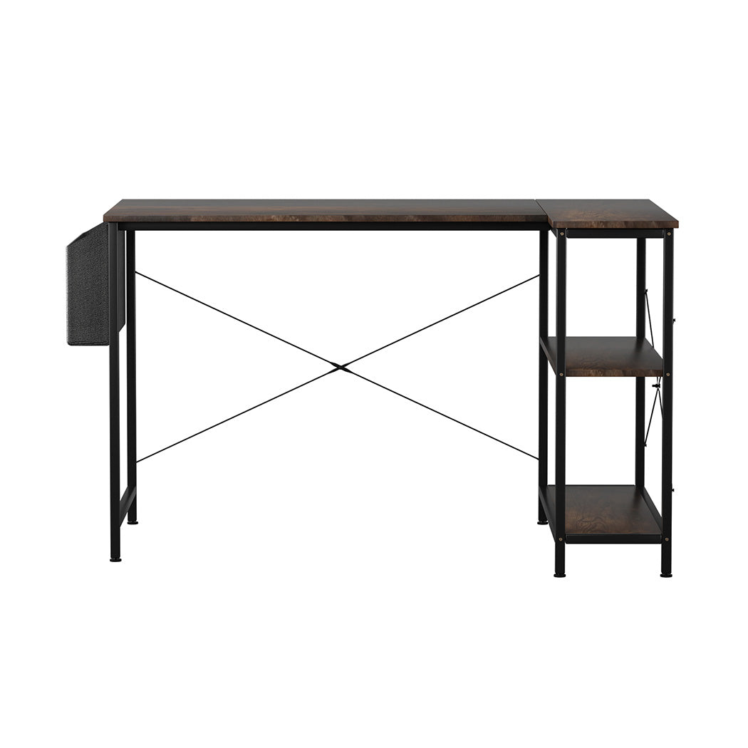 Functional L Shaped Computer Desk Corner Desk Brown  Wood Finish