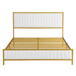 Compact Metal Bed Frame Under Bed Storage Queen Beige  Adjustable